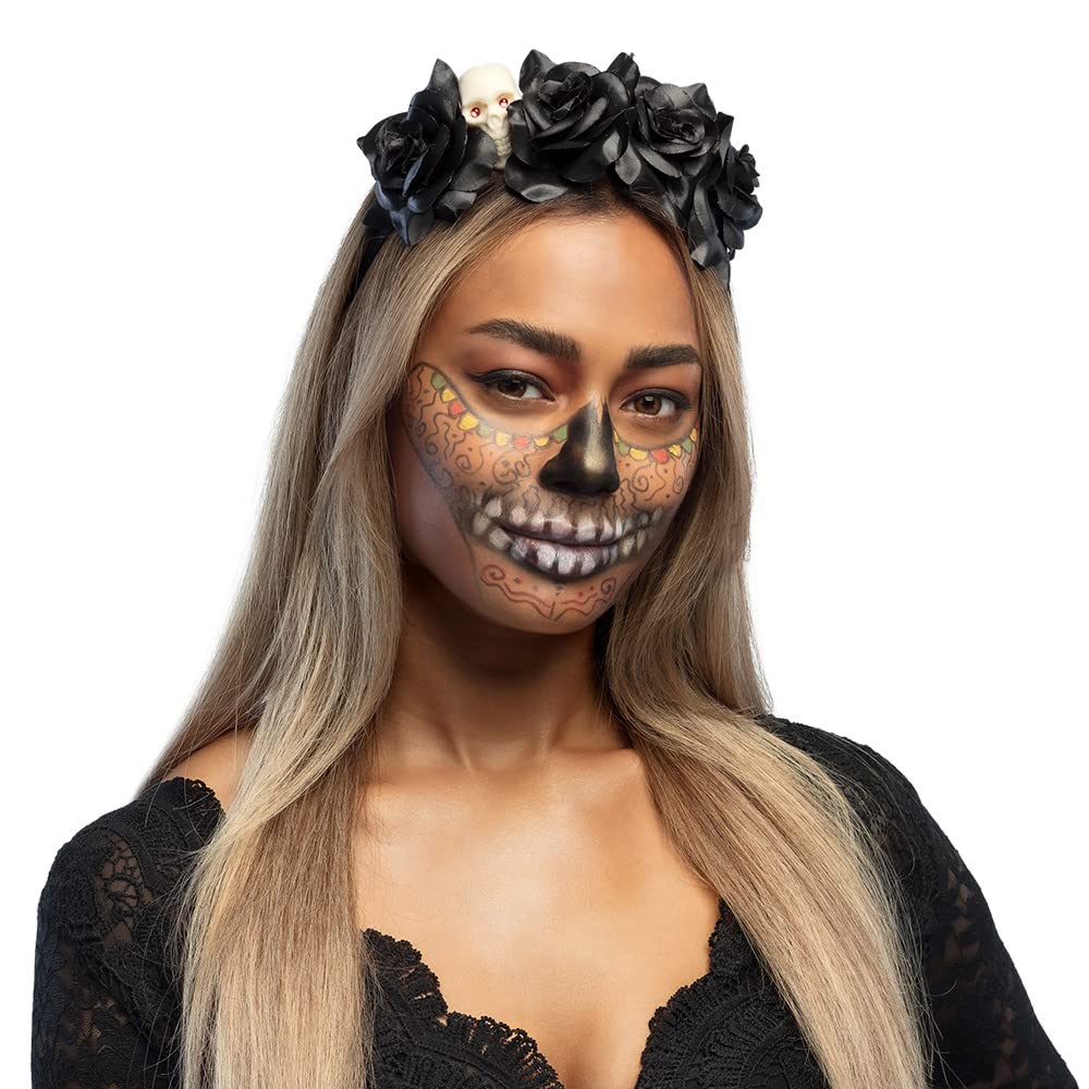 boland-headwear-la-muerte-haarreif-diadem-schwarz-totenkopf image 2