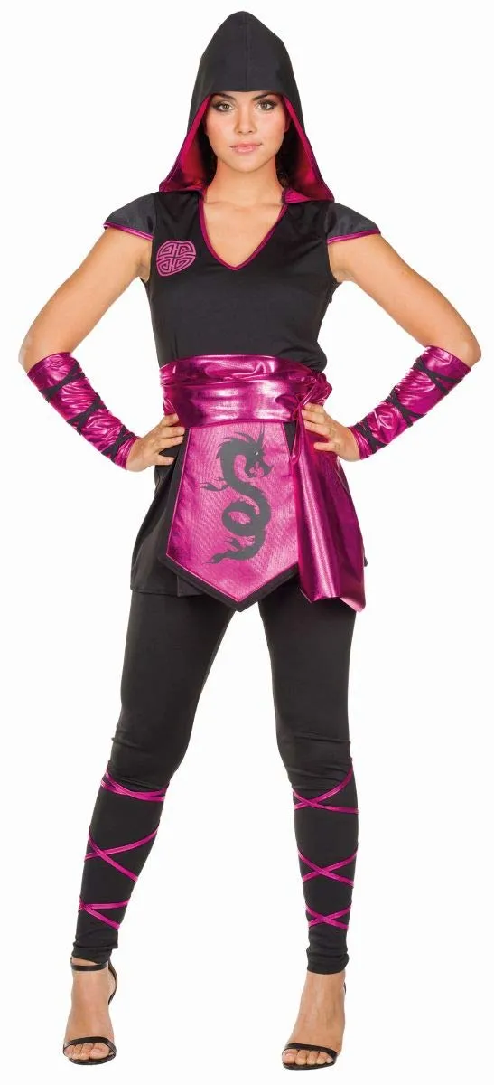 rubie-s-deluxe-ninja-kost-m-damen-schwarz-pink-samt image 1