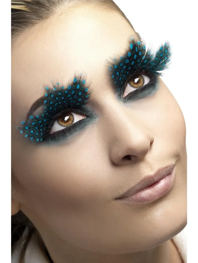 smiffys-fever-wimpern-feder-schwarz-aqua-mit-kleber image 1