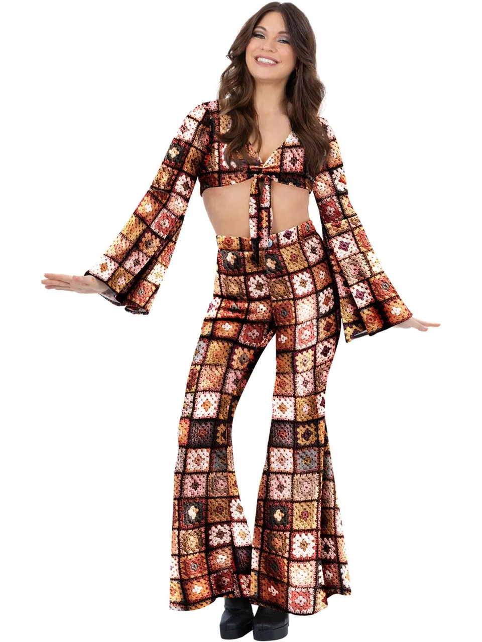 smiffys-fever-60s-vintage-crochet-kost-m-bunt-damen image 1
