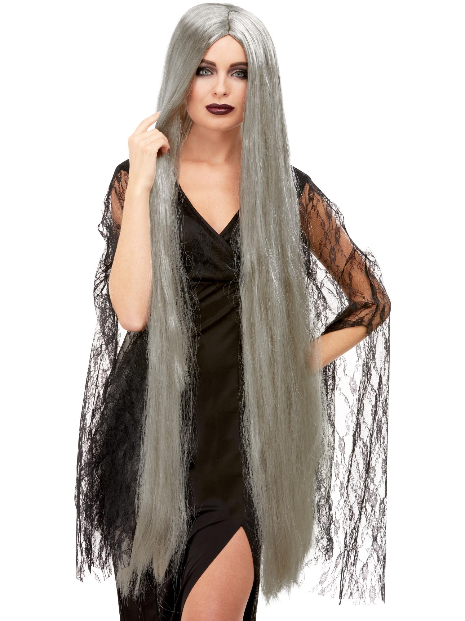 smiffys-fever-witch-wig-extra-long-per-cke-grau image 1