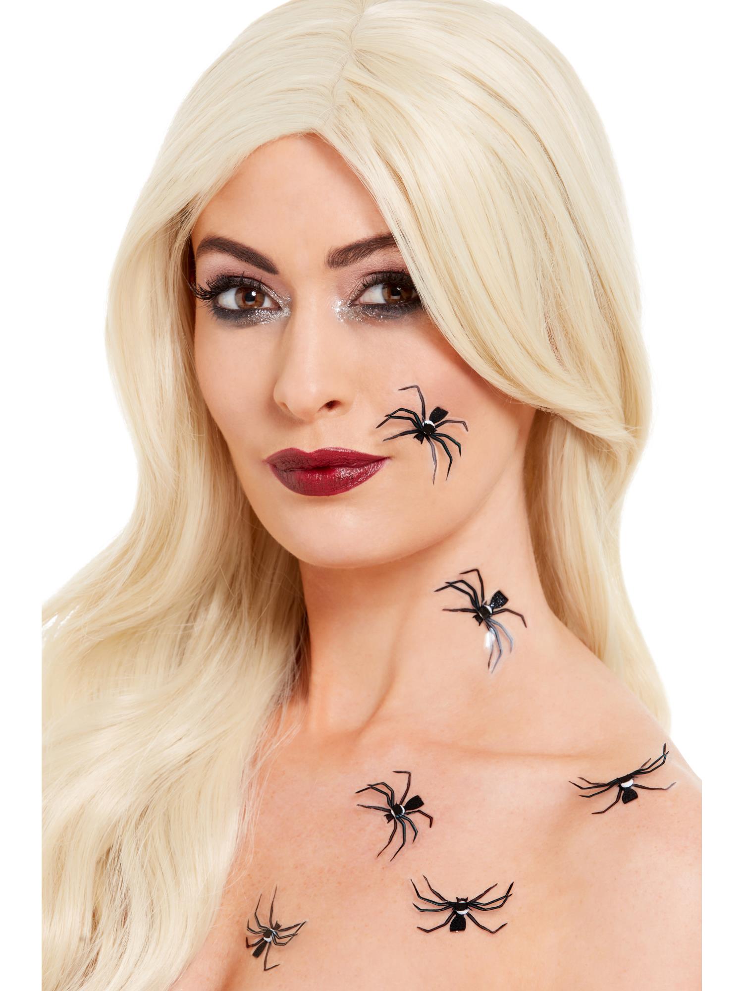 smiffys-makeup-fx-3d-spinnen-sticker-schwarz-6-st-ck image 1