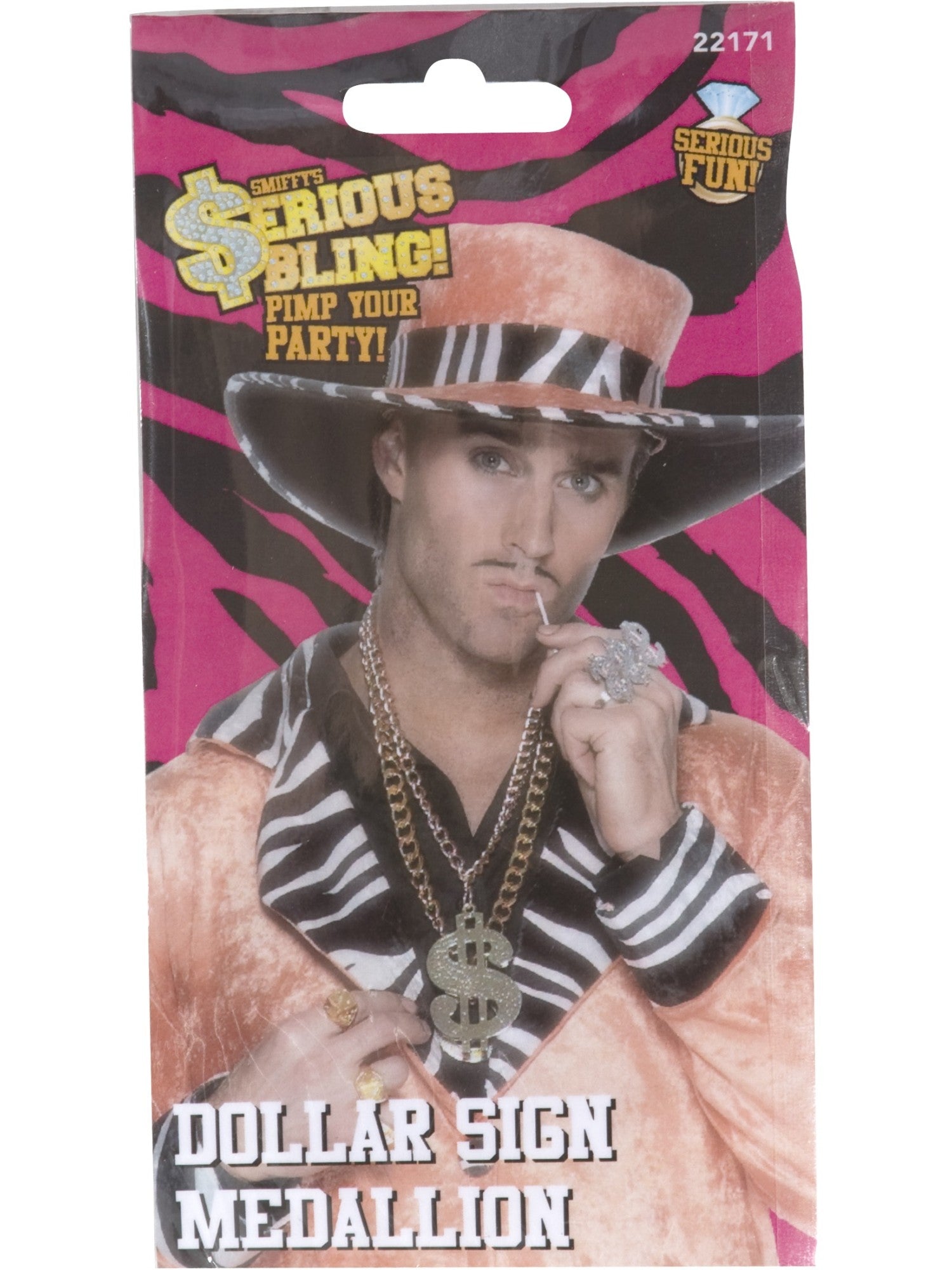 smiffys-fever-dollar-medaillon-kette-gold-gro-70er-bling-unisex image 2