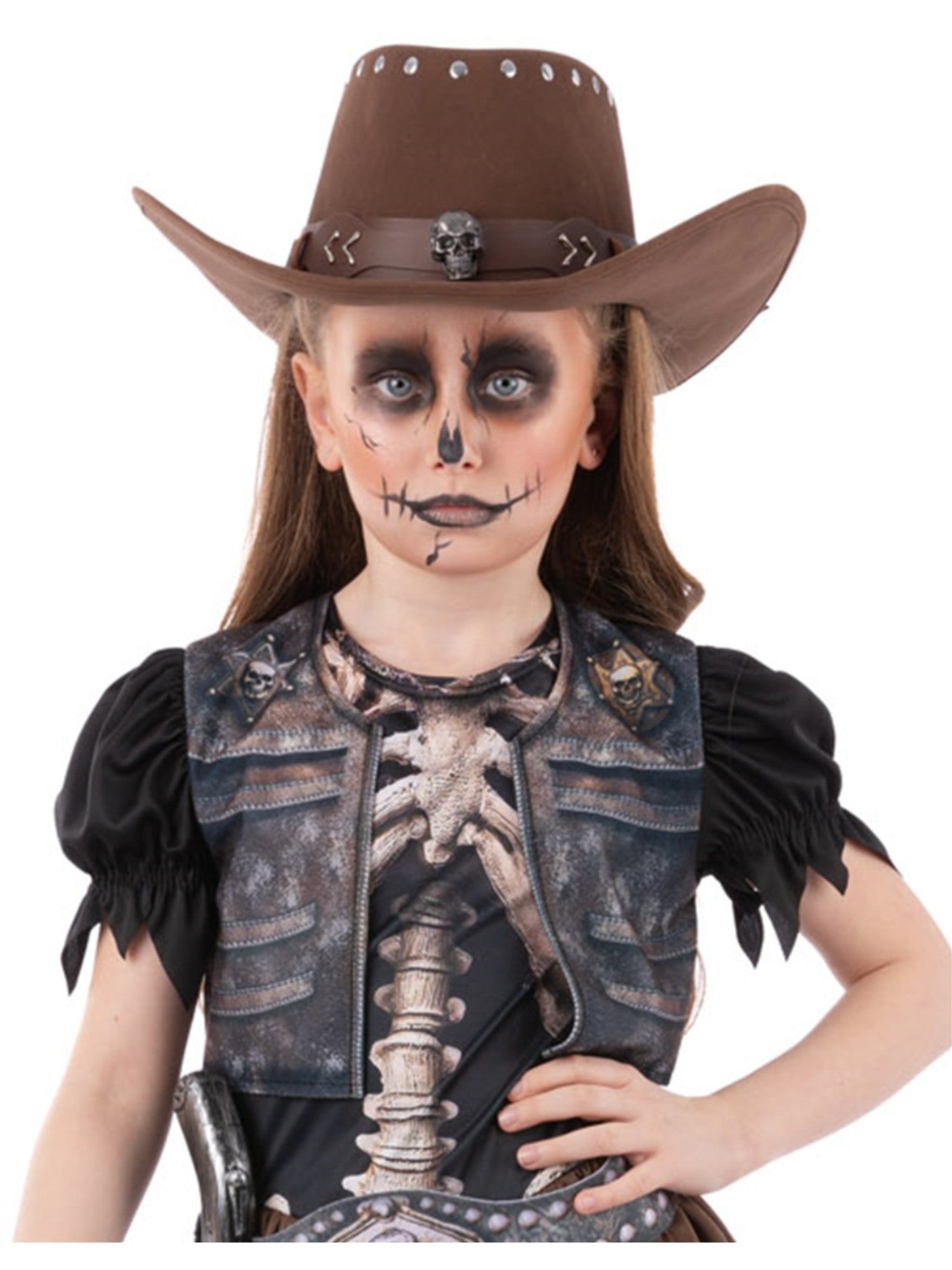 smiffys-fever-cowboyhut-kinder-braun-skelett-totenkopf image 1