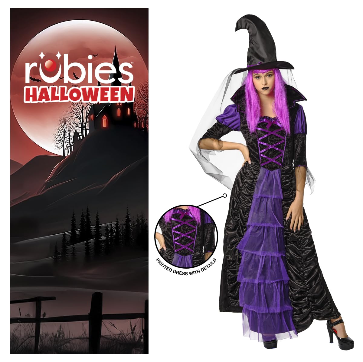 rubie-s-deluxe-b-se-hexe-damenkost-m-kleid-mit-hut image 3
