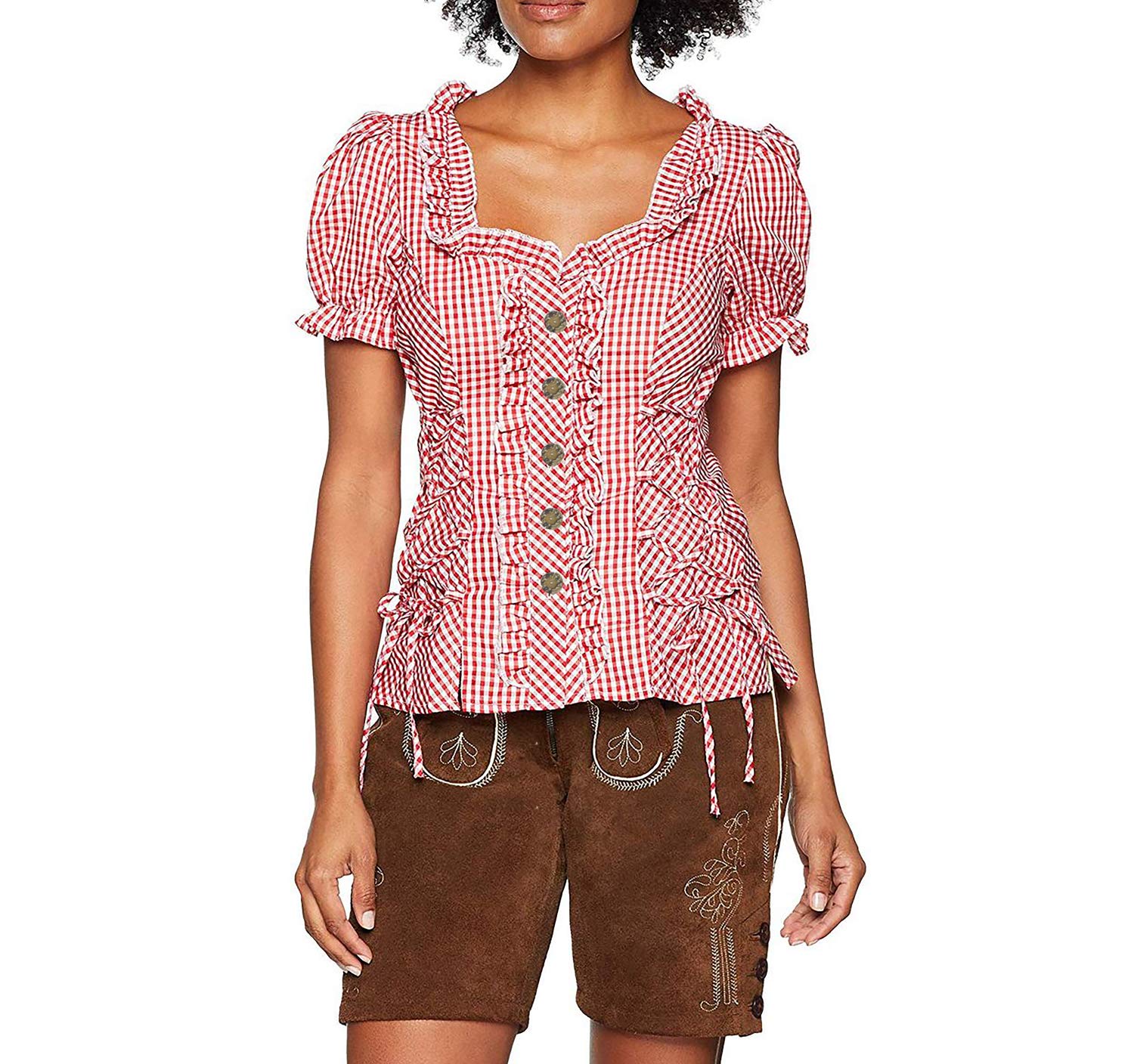 rubie-s-deluxe-adelheid-bluse-damen-38-rot-kariert image 3