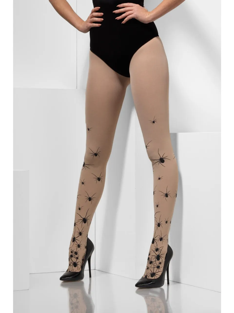 smiffys-fever-spinnen-strumpfhose-nude-schwarz-blickdicht image 1
