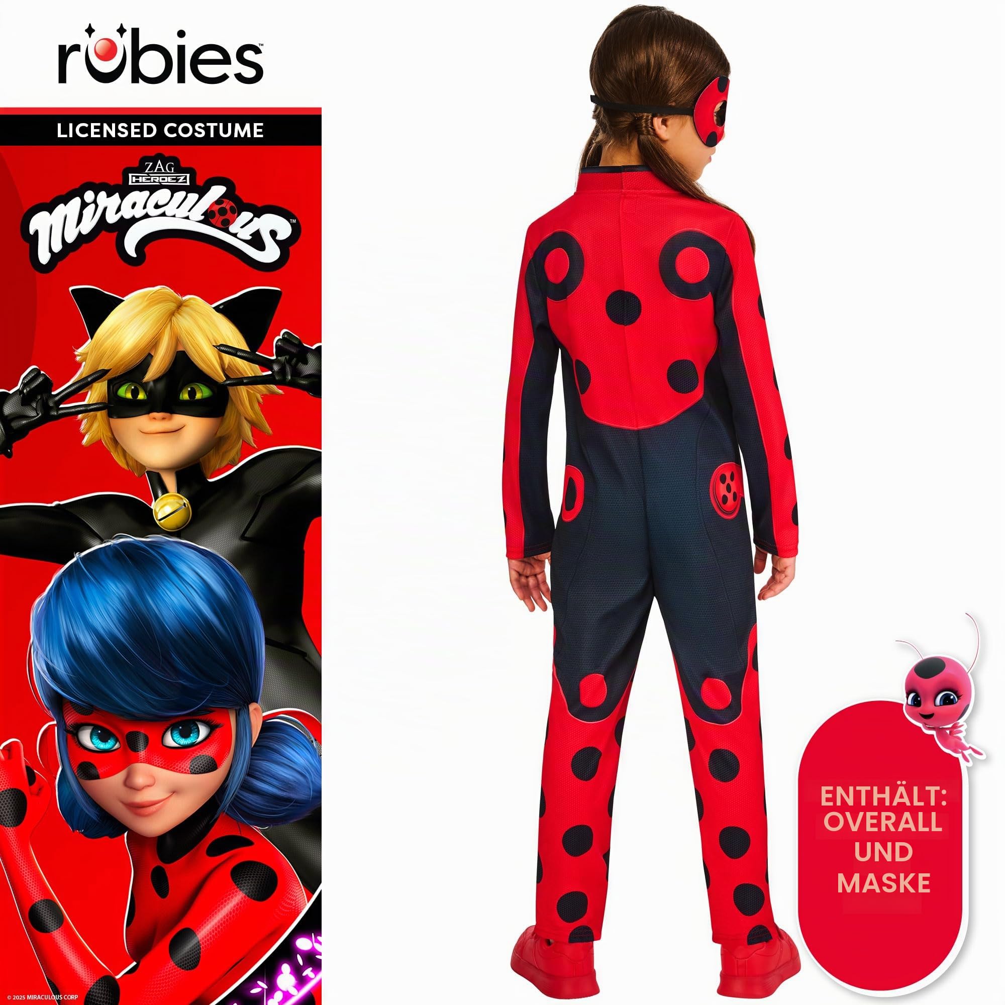 rubie-s-deluxe-miraculous-ladybug-kost-m-kinder-9-10-j-rot image 2