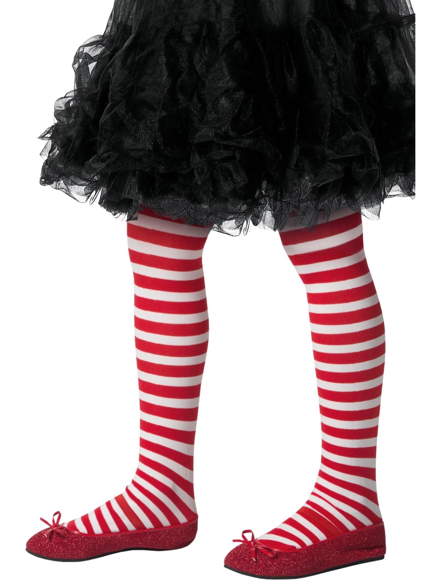 smiffys-fever-kinder-strumpfhose-rot-wei-gestreift-6-12-j image 1