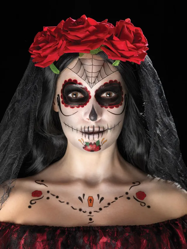 smiffys-makeup-fx-day-of-the-dead-schminkset-rot-schwarz-tattoo image 1