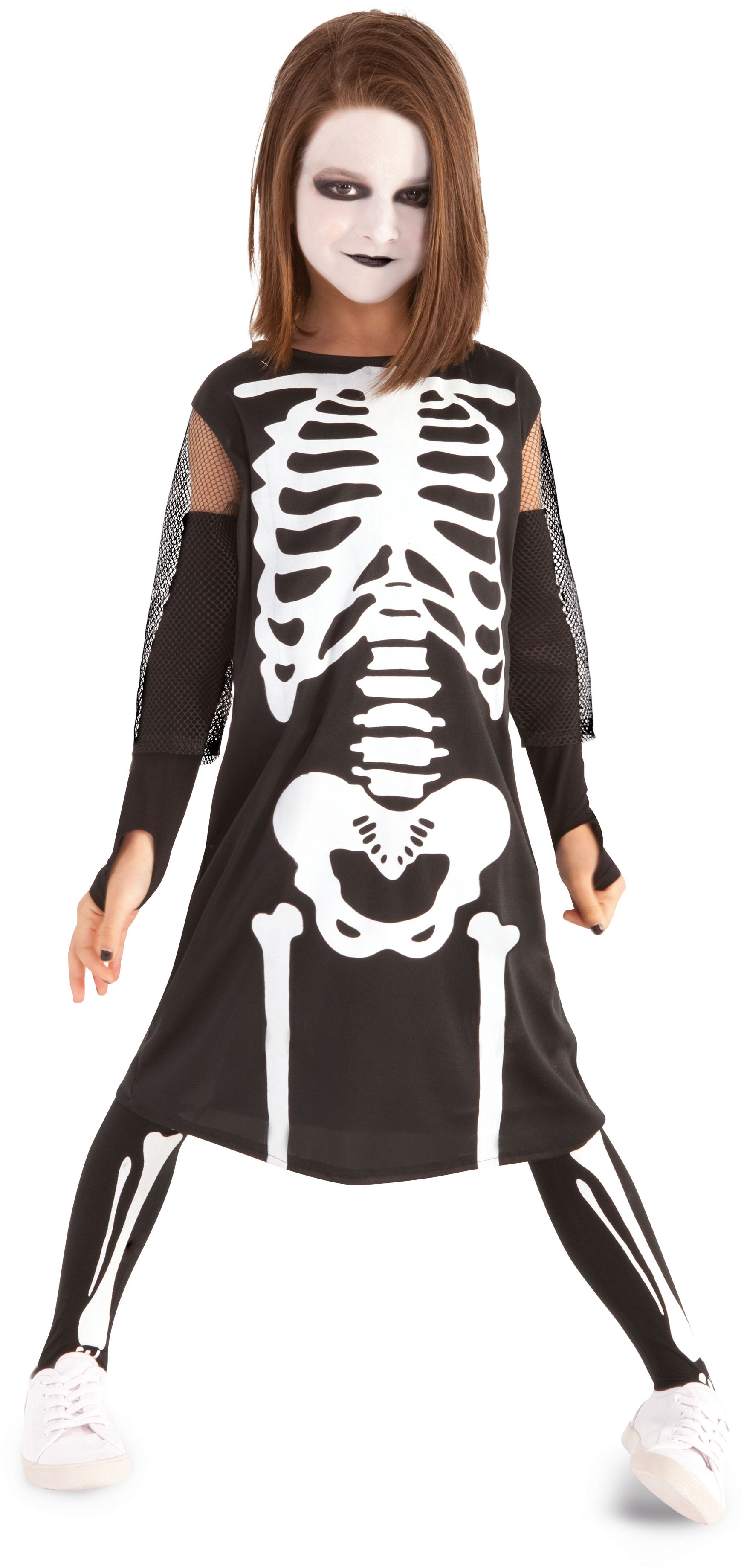 rubies-skelett-m-dchen-kost-m-kleid-mit-stulpen-str-mpfe image 1