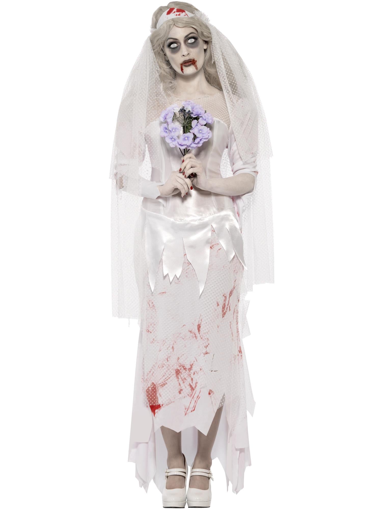 smiffys-fever-zombie-bride-kost-m-wei-s-schleier image 1