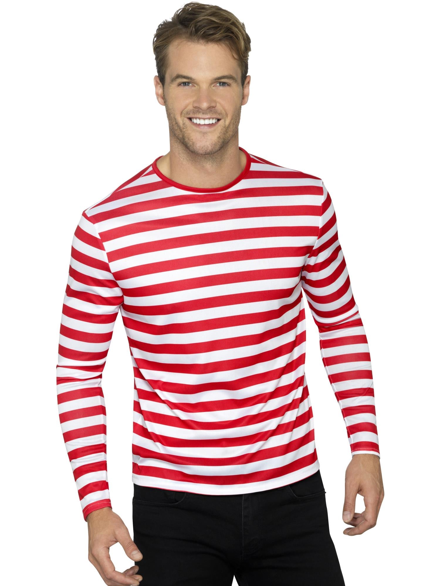 smiffys-fever-ringelshirt-rot-wei-herren-gr-m image 1