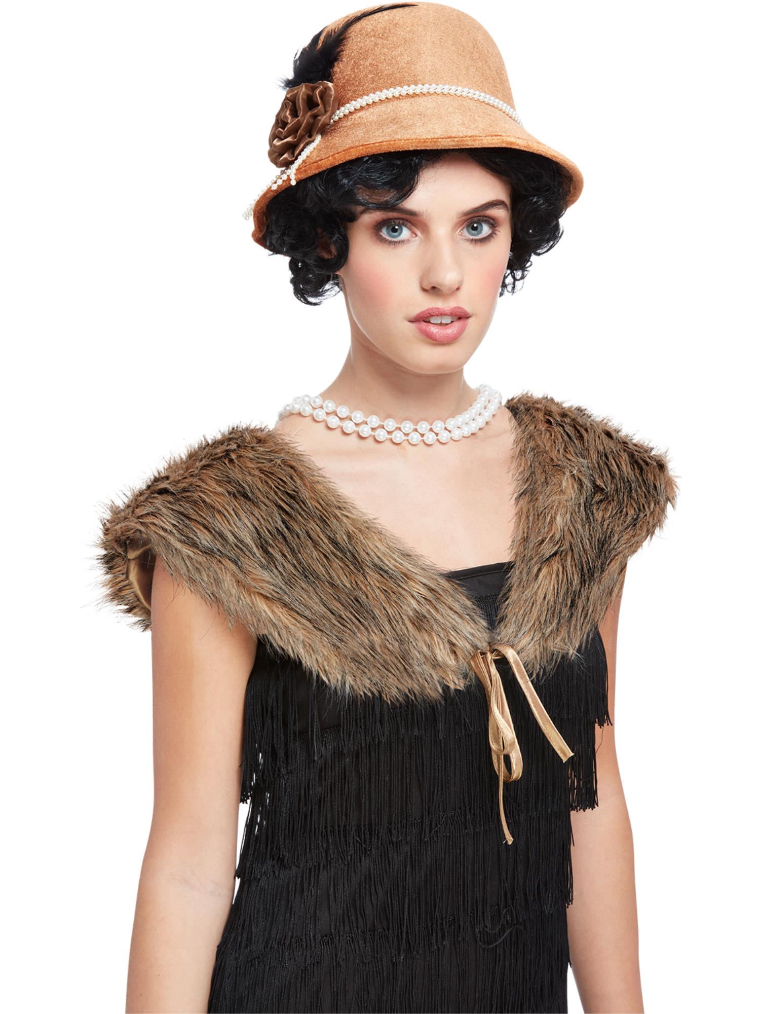 smiffys-fever-20er-kost-m-set-braun-hut-stola-damen-gatsby image 1