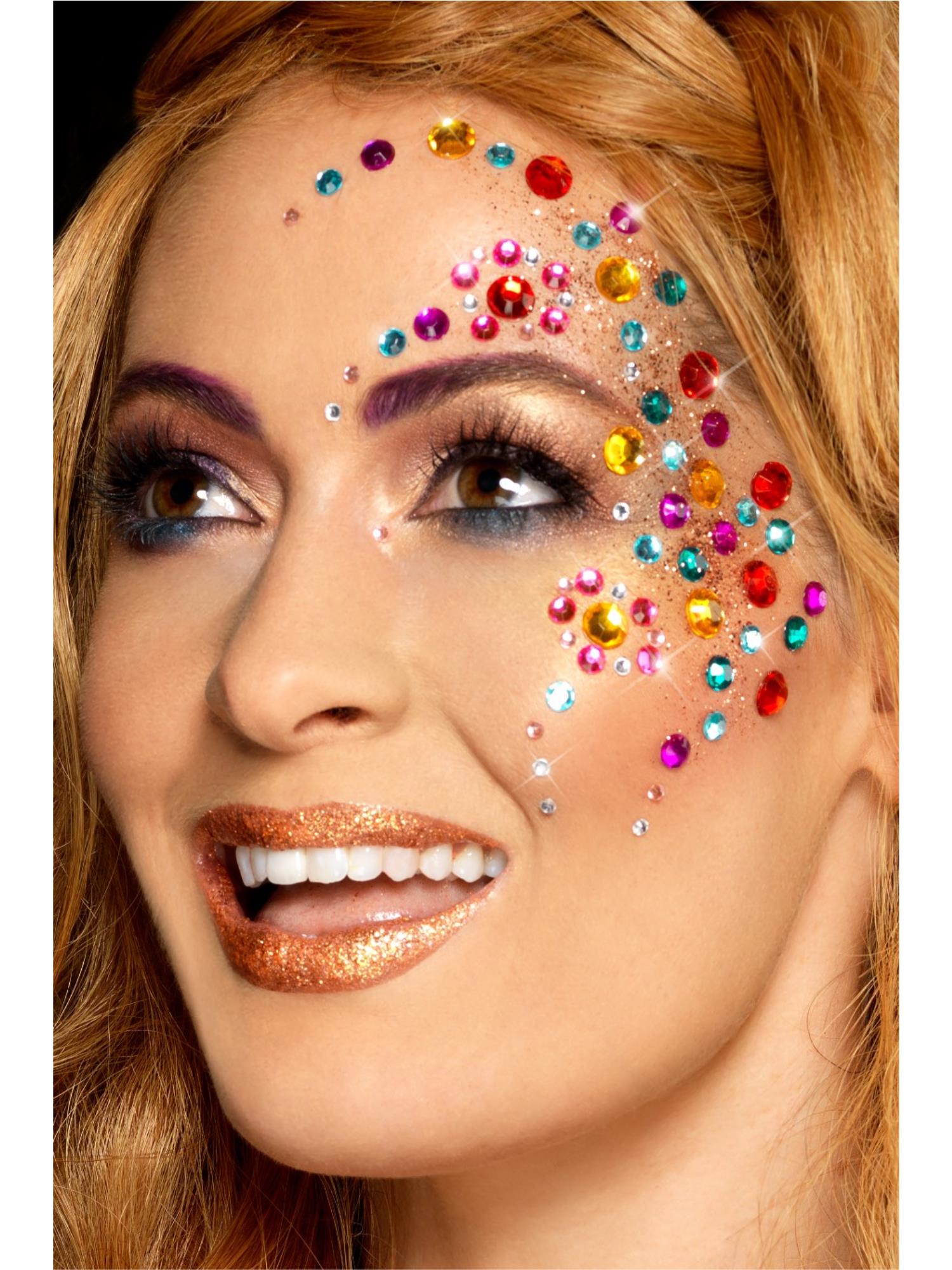 smiffys-fever-rainbow-jewel-face-gems-100-stk-bunt image 2