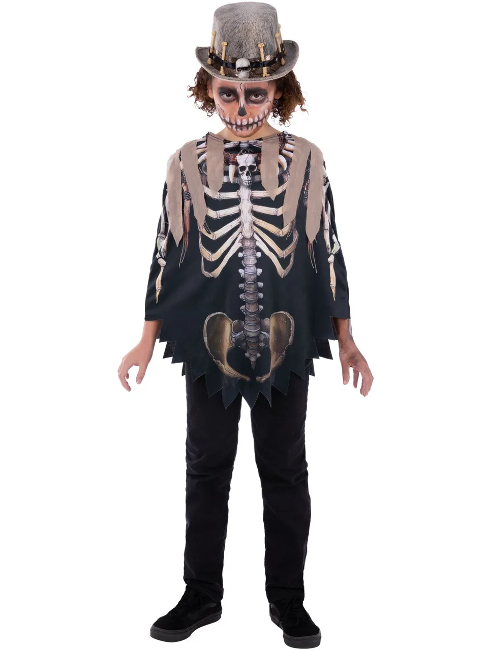 smiffys-fever-voodoo-poncho-kinder-schwarz-beige image 1