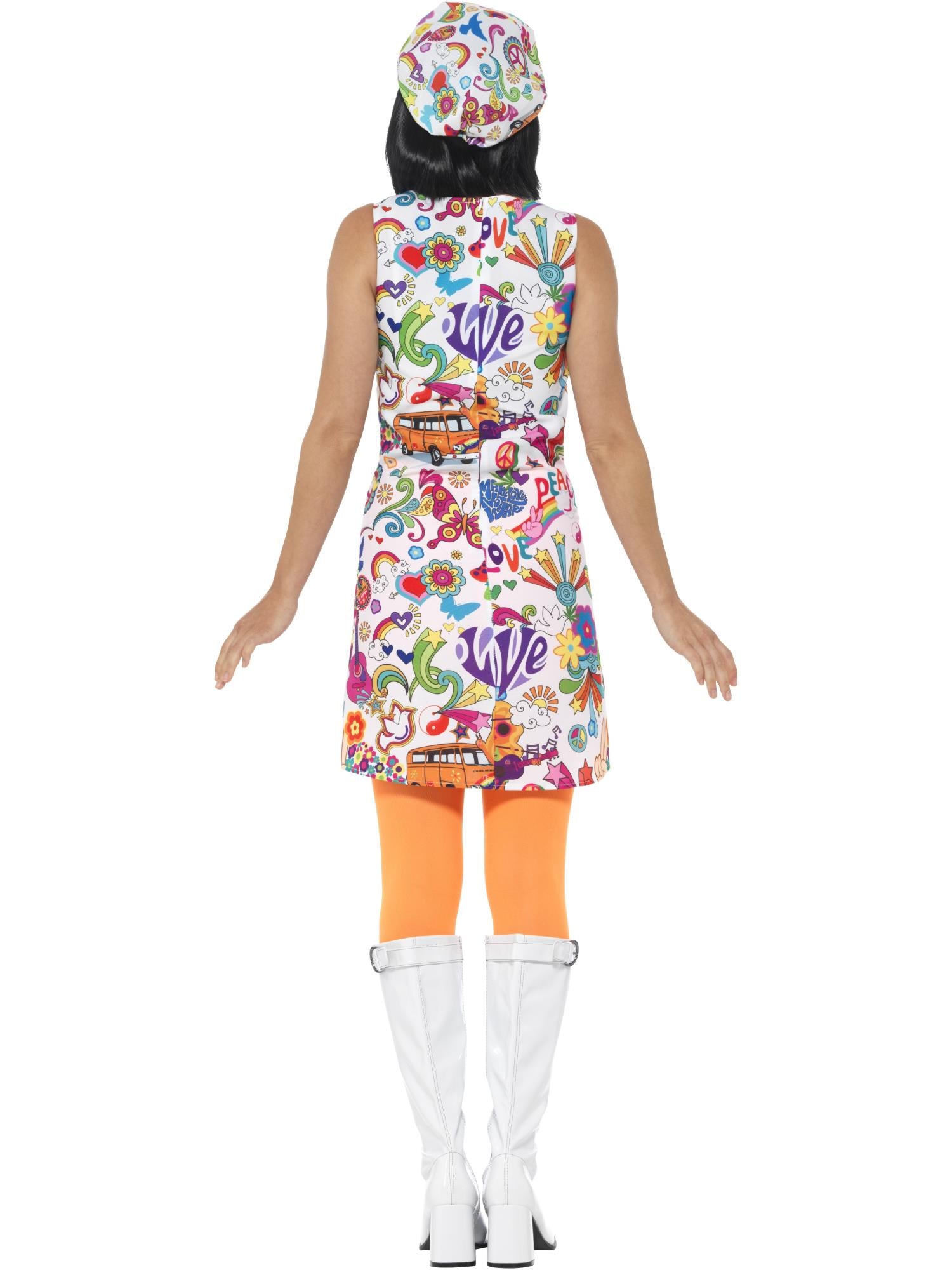 smiffys-fever-60s-groovy-chick-kost-m-damen-bunt-mit-hut image 2