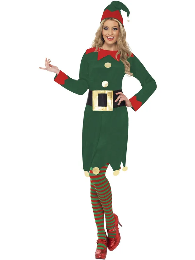 smiffys-fever-elf-kost-m-damen-gr-n-mit-kleid-und-g-rtel image 1