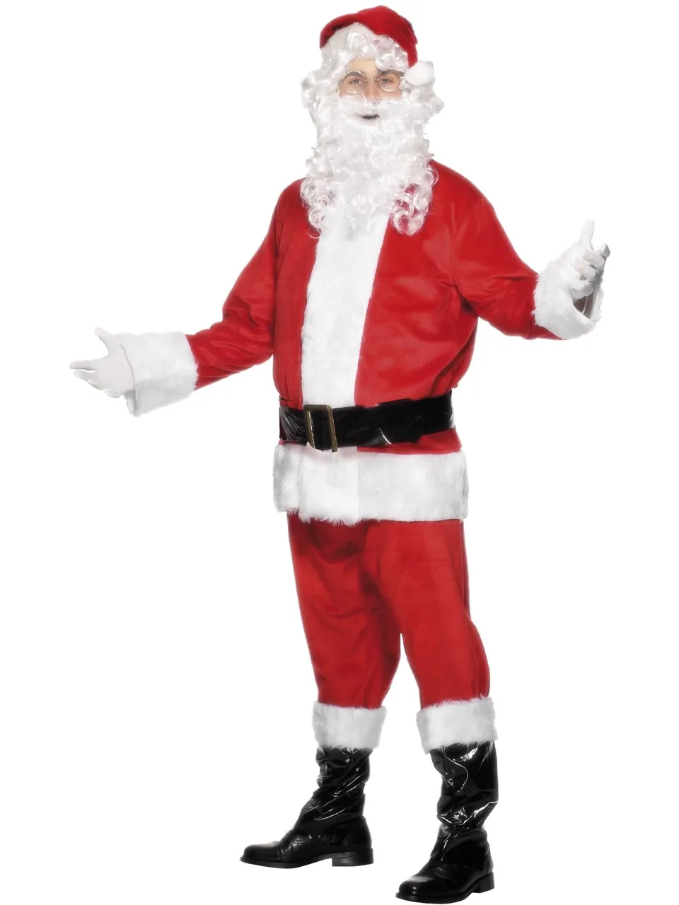 smiffys-fever-deluxe-santa-kost-m-rot-6-teilig-mit-bart image 1