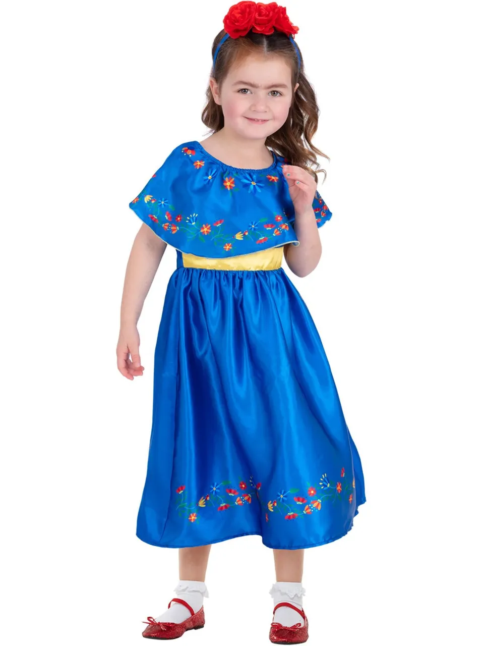 smiffys-fever-frida-k-nstlerin-kost-m-kinder-blau-m image 1