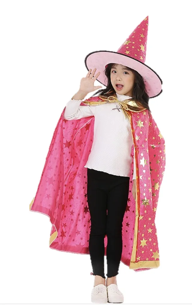 rubies-hexen-set-cape-und-hexenhut-rosa-kinder-3-8-jahre image 1