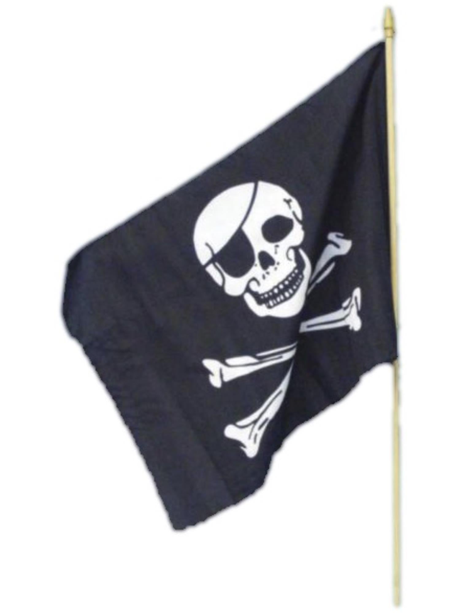 smiffys-fever-piratenflagge-45x30cm-totenkopf-schwarz-wei image 1