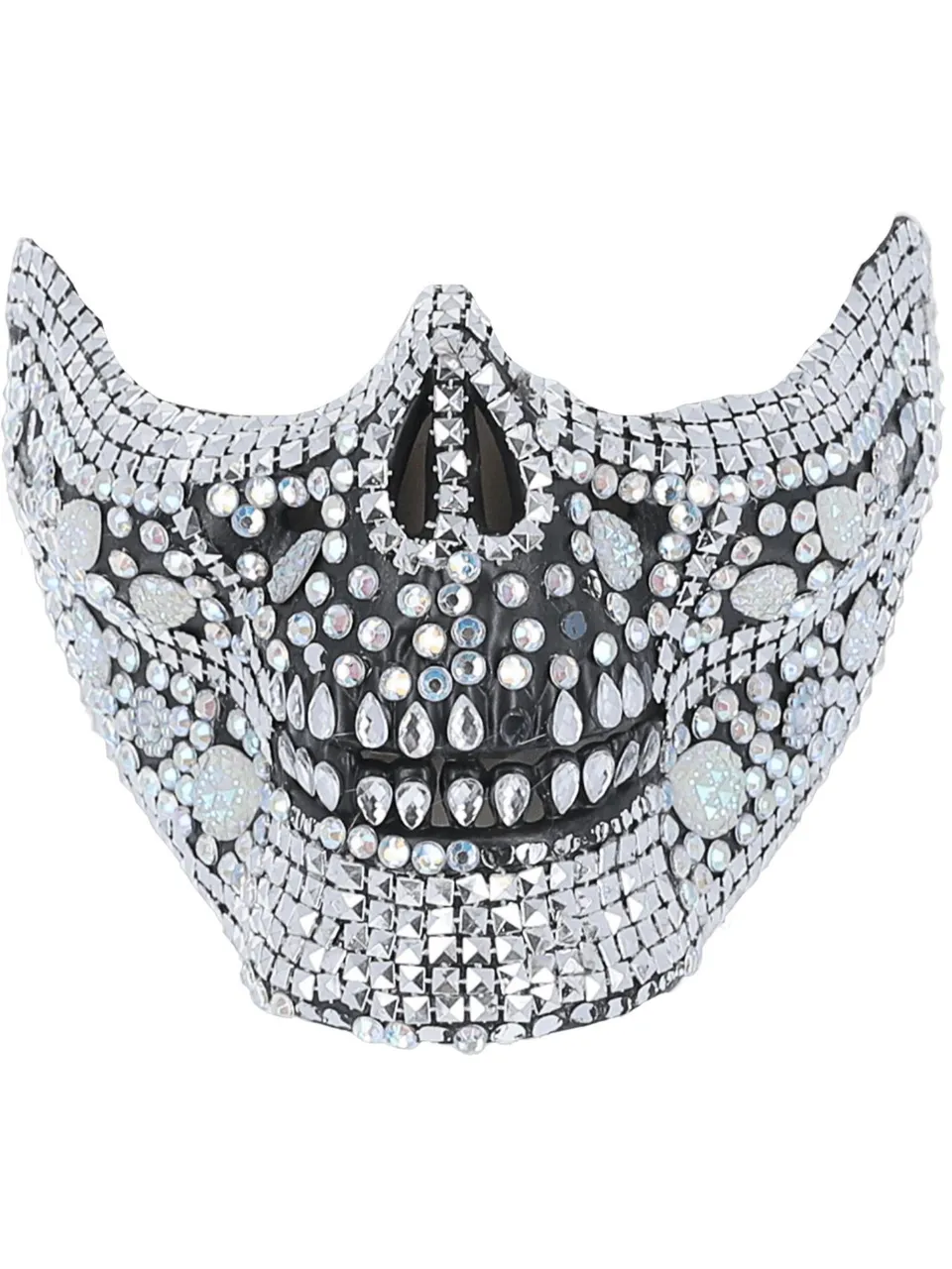 smiffys-fever-totenkopf-halbmaske-silber-schwarz-strass image 1