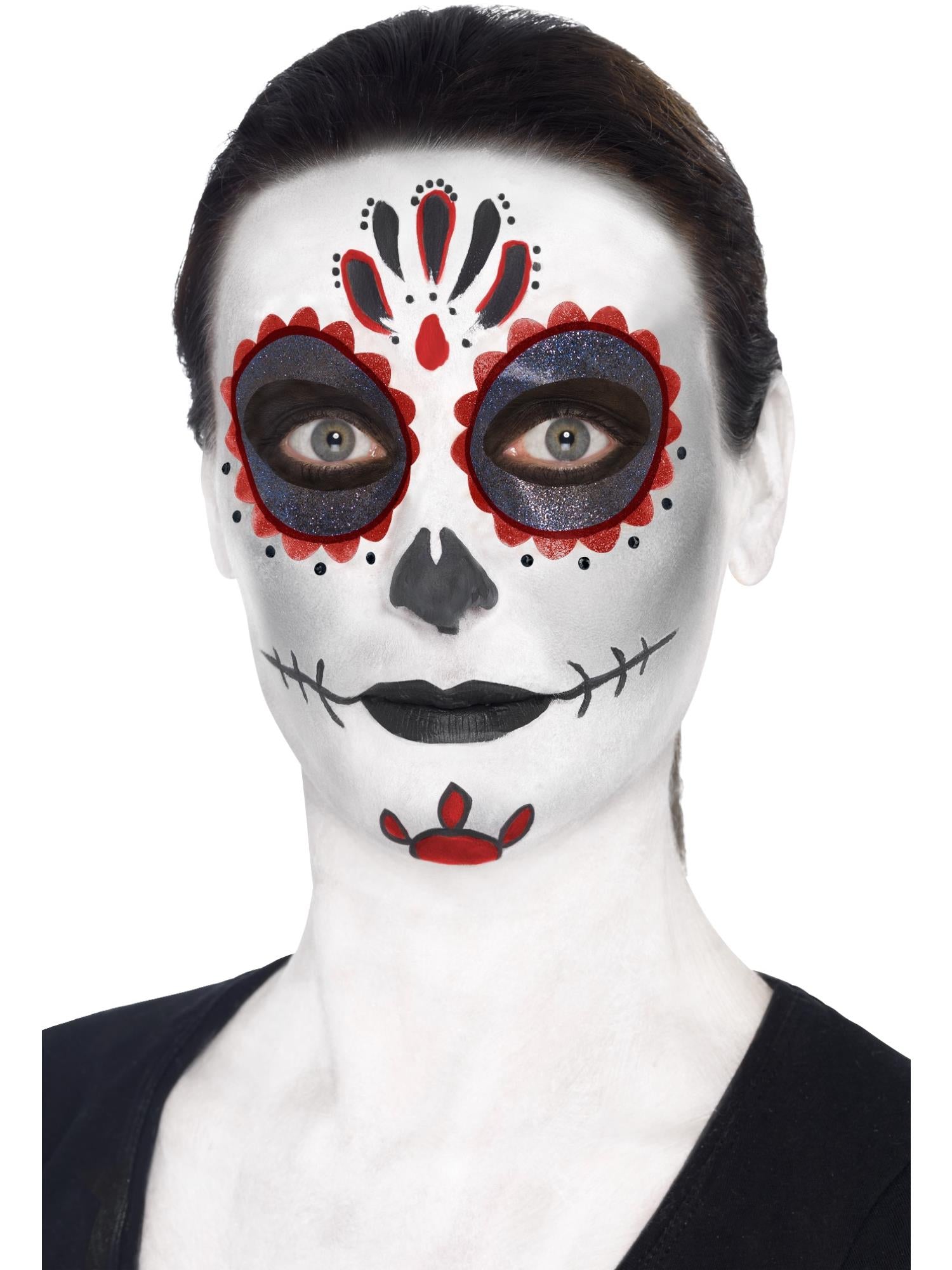 smiffys-makeup-fx-day-of-the-dead-schminkset-bunt-mit-gesichtsfarbe image 5