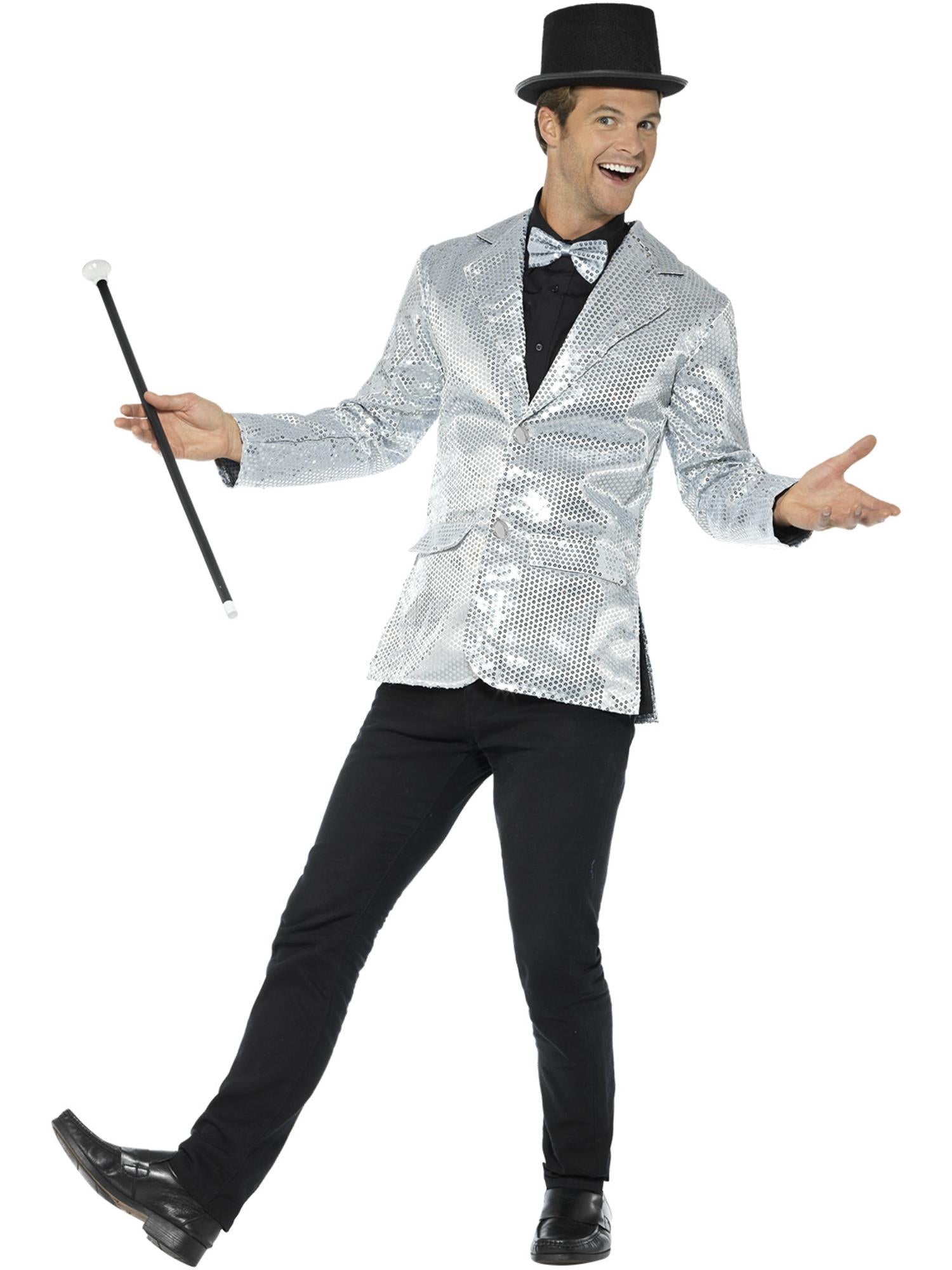 smiffys-fever-sequin-jacket-herren-jacke-silber-pailletten-m-xl image 4