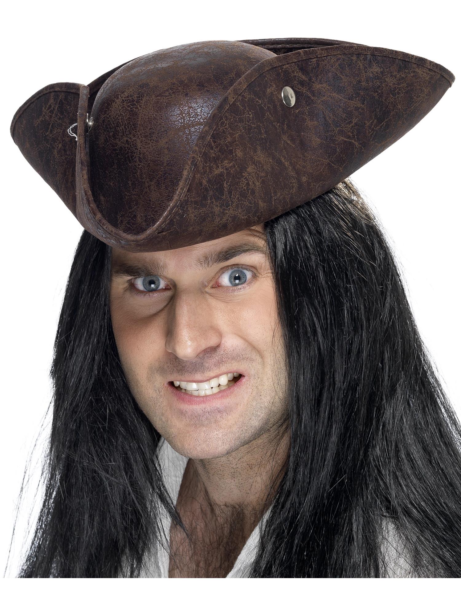 smiffys-fever-piraten-dreispitz-hut-erwachsene-braun-leder-optik image 1