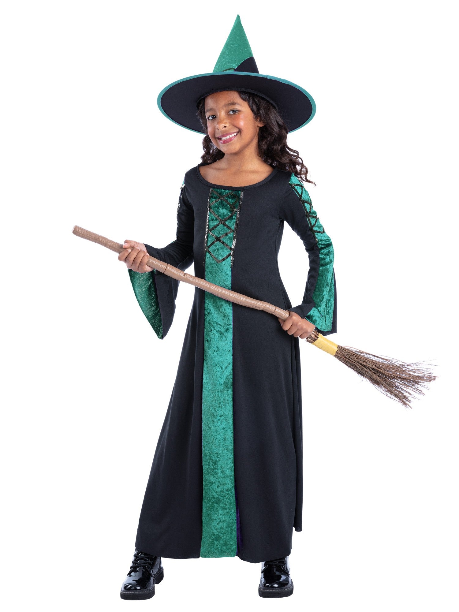 smiffys-fever-bewitched-green-hexenkost-m-kinder-l-mit-hut image 4
