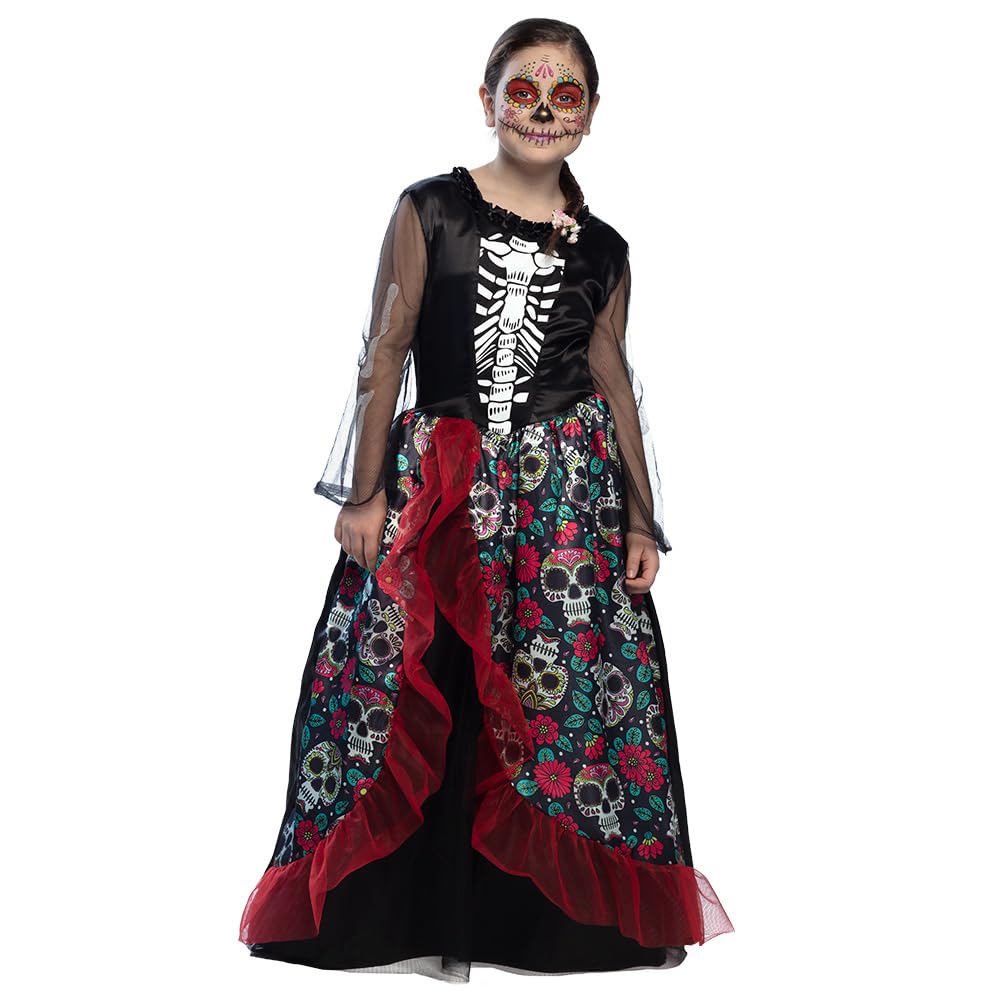 boland-totenkopf-kinderkost-m-4-6-jahre-skelett-kleid-schwarz image 1