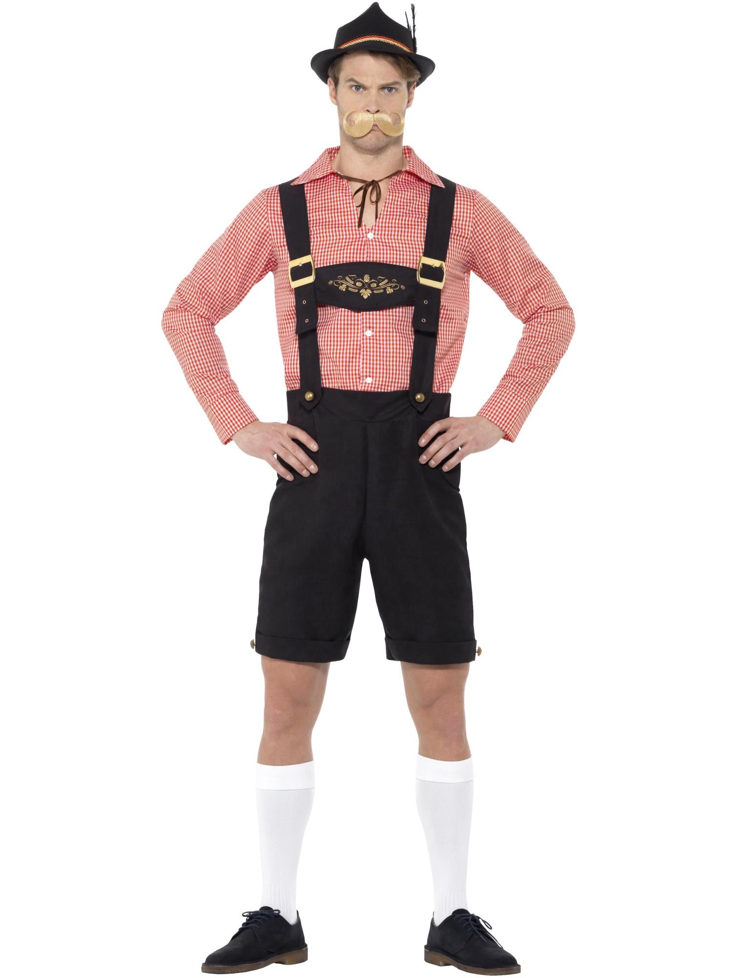 smiffys-fever-beer-festival-kost-m-rot-herren-lederhosen-hemd image 1