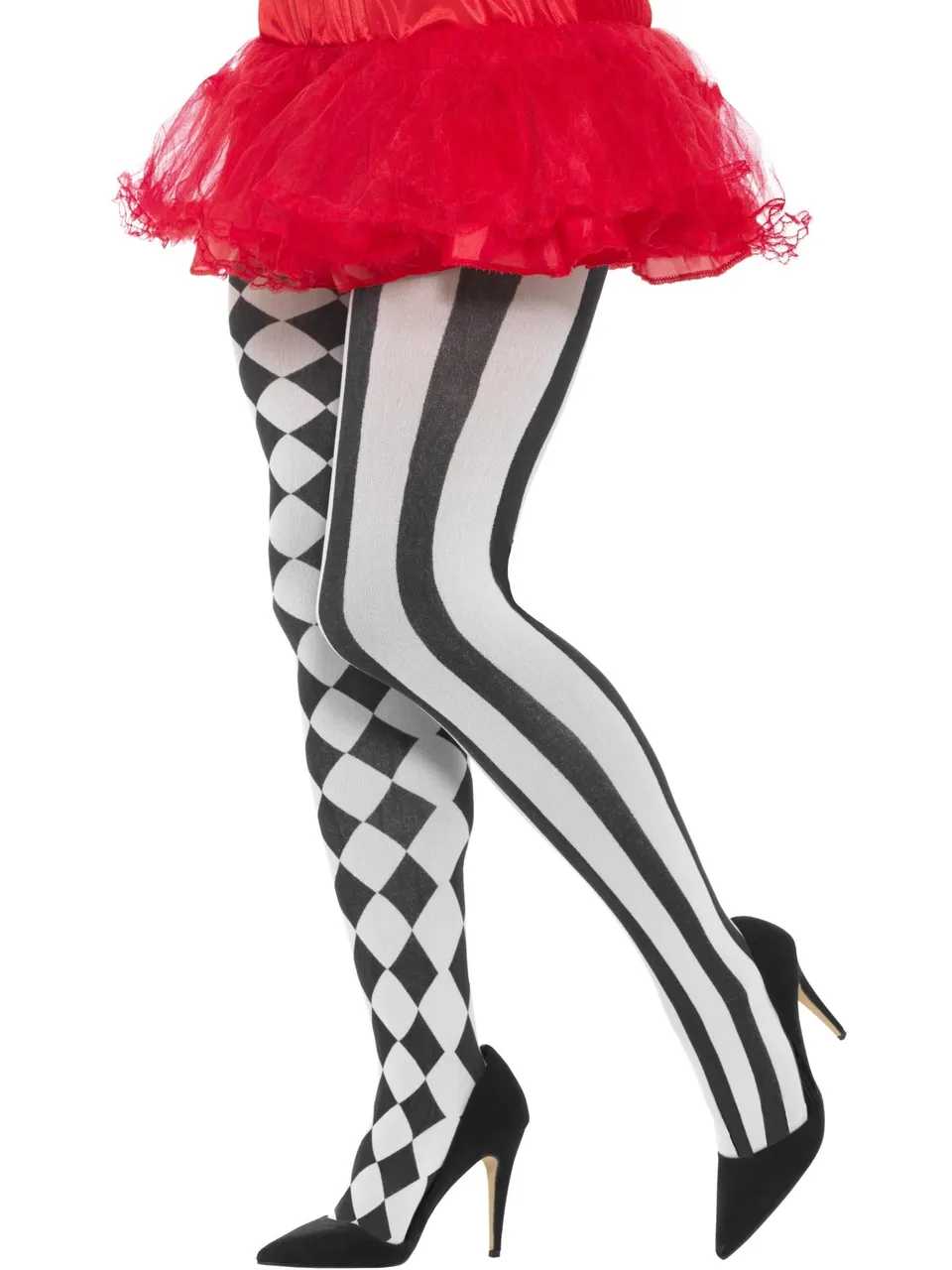 smiffys-fever-harlekin-strumpfhose-damen-schwarz-wei image 1