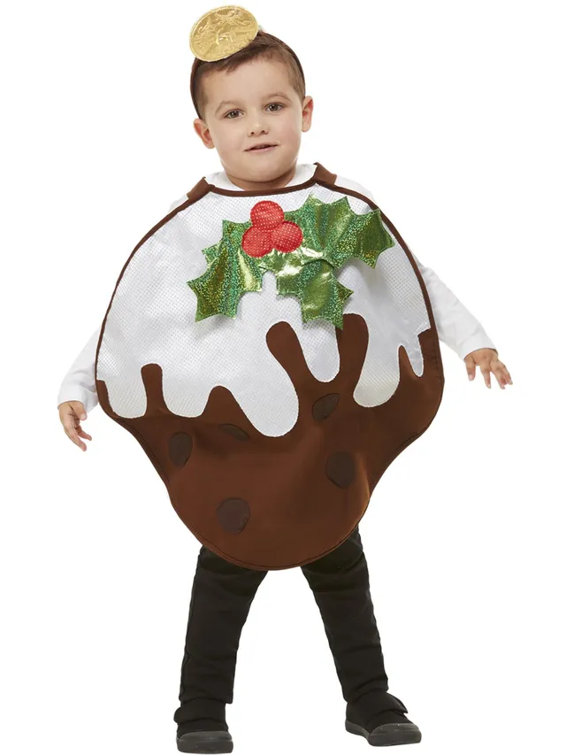 smiffys-fever-christmas-pudding-kost-m-kinder-glitzer-braun image 1