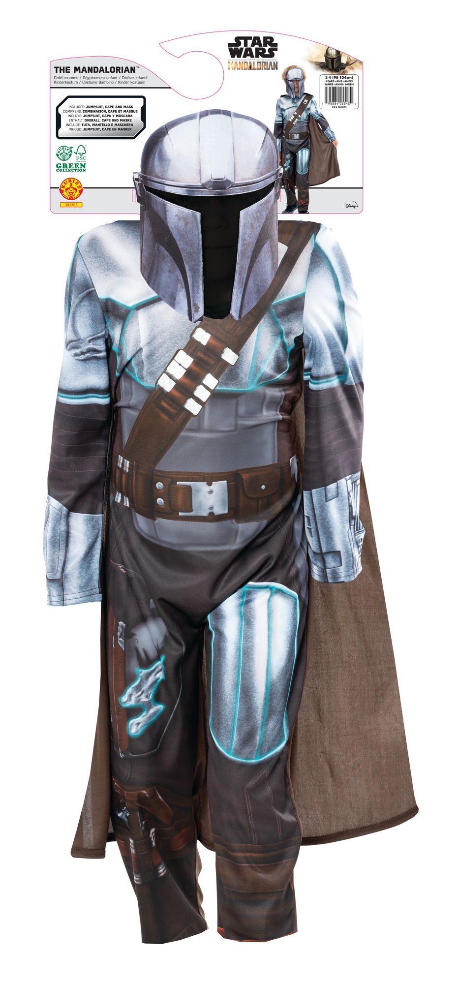 rubies-green-collection-mandalorian-kost-m-mit-maske-und-cape image 4