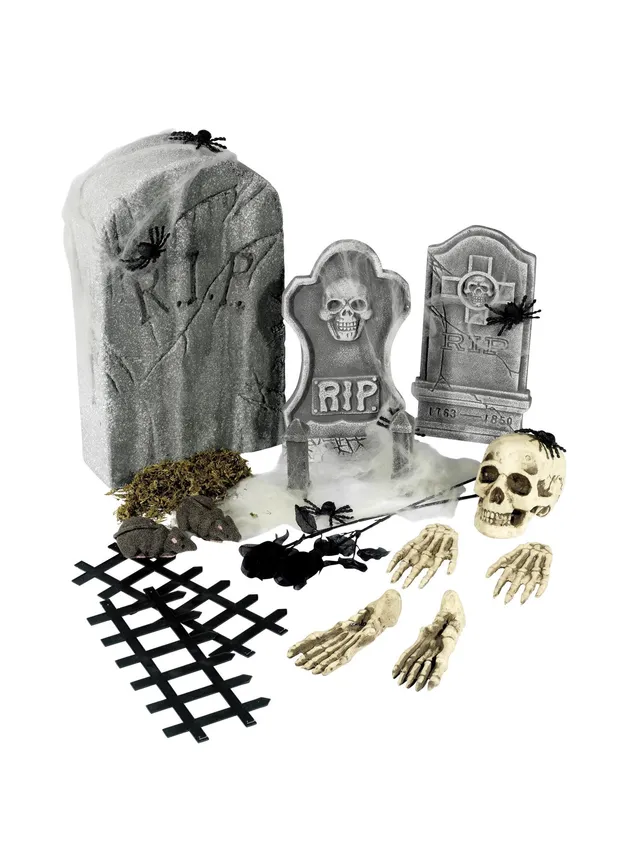 smiffys-fever-24-piece-graveyard-halloween-deko-set-grau image 1