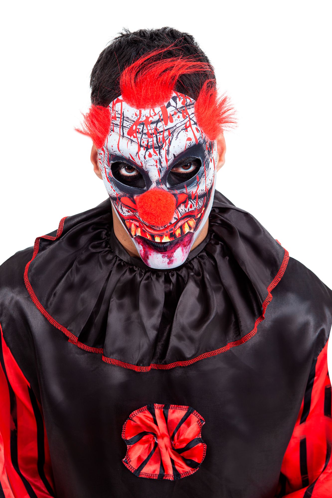 rubies-clown-halbmaske-blutig-mit-haaren-orange image 1