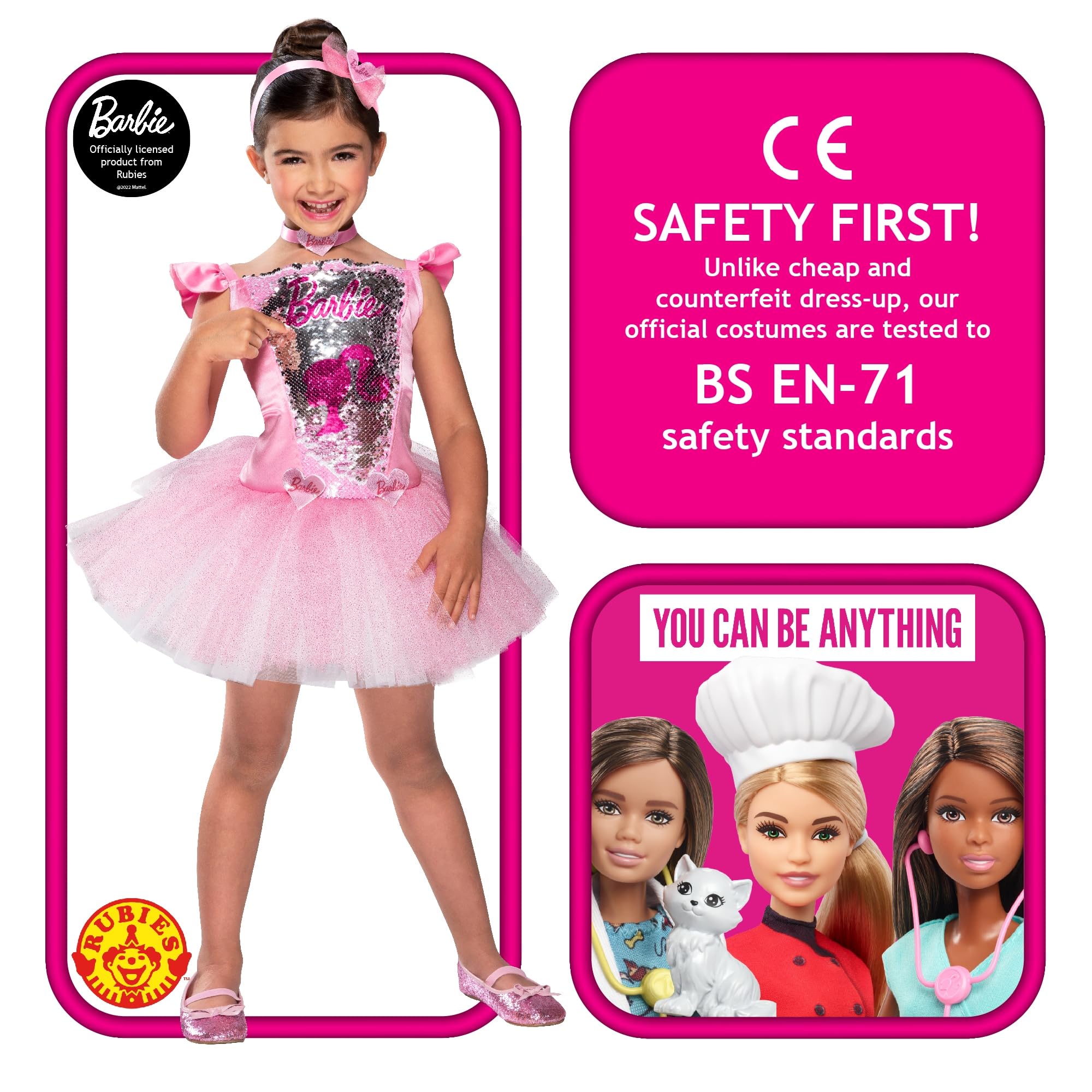 rubie-s-deluxe-barbie-ballerina-kost-m-kinder-rosa-kleid image 3
