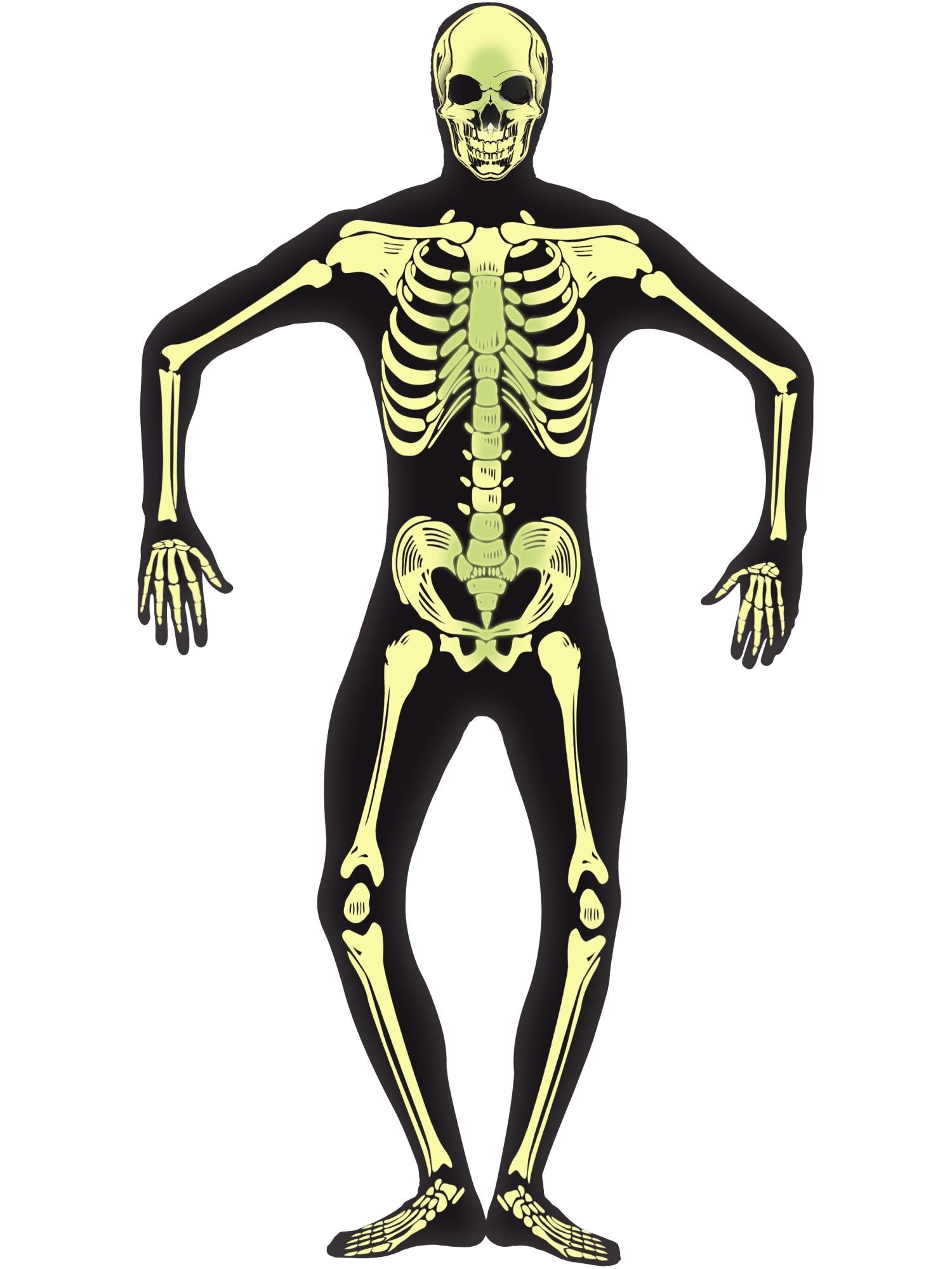 smiffys-fever-skeleton-second-skin-kost-m-schwarz-m-mit-kapuze image 4