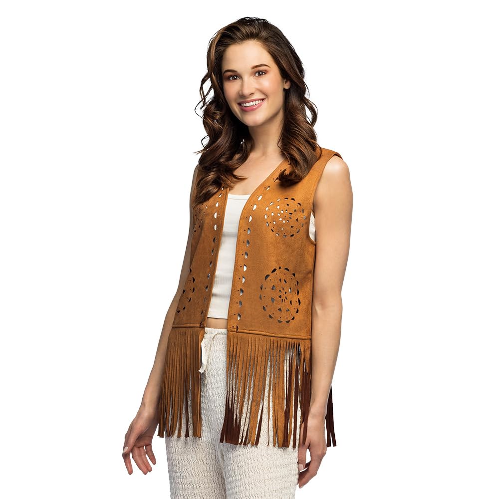 boland-44496-damen-fransen-weste-braun-hippie-kost-m image 1