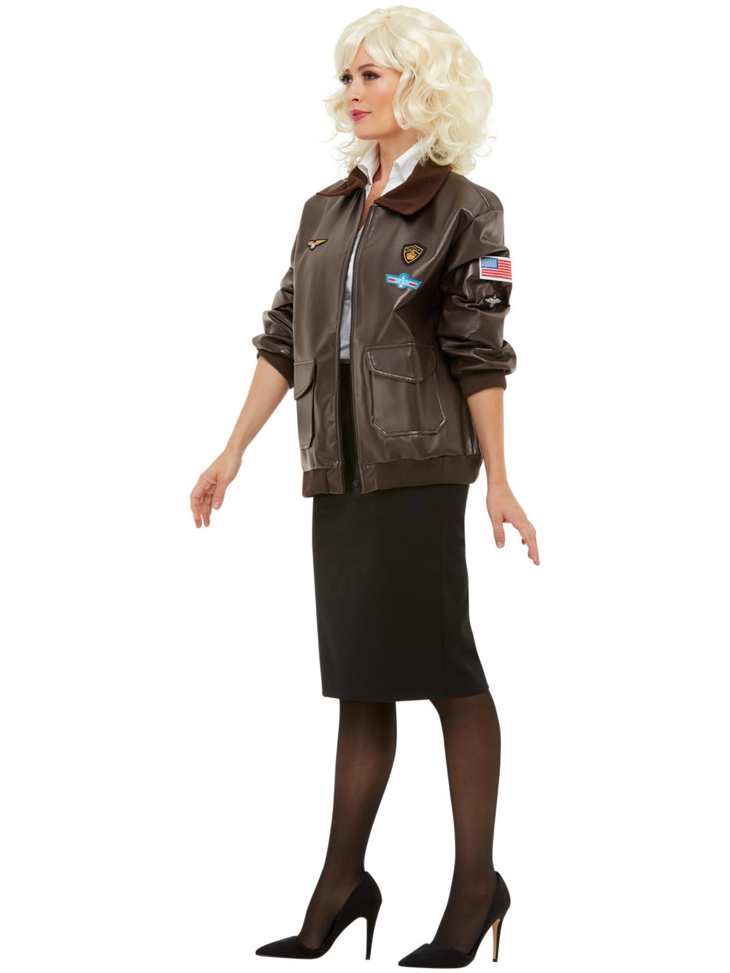 smiffys-fever-top-gun-bomberjacke-braun-mit-patches image 5