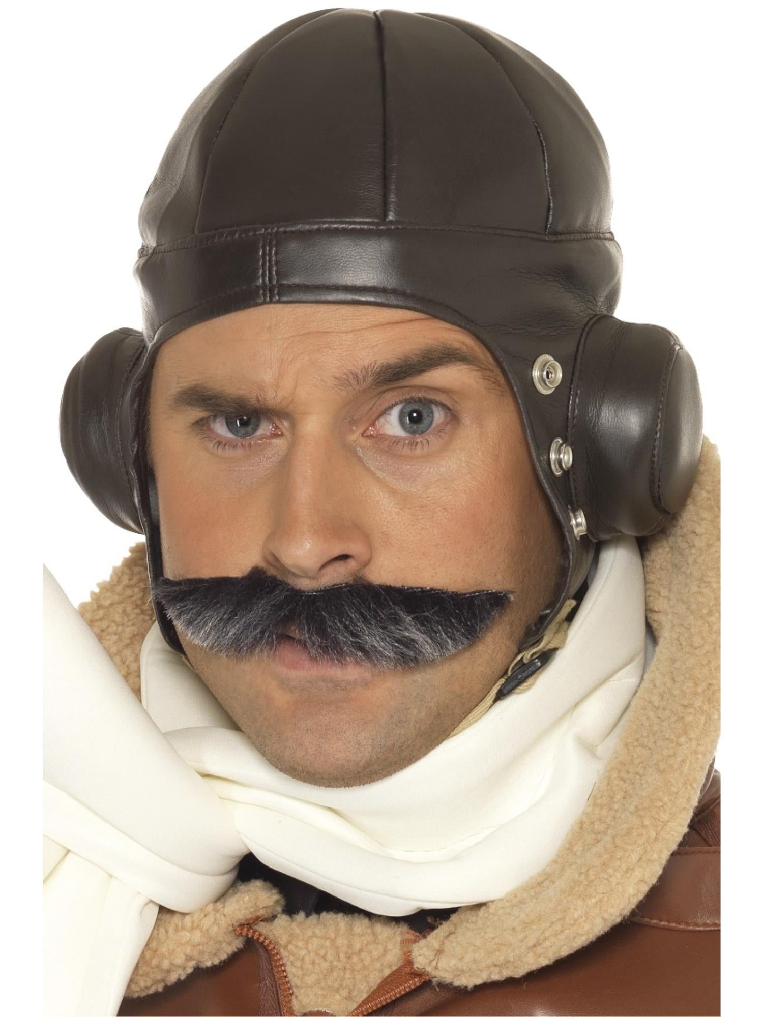 smiffys-fever-flying-helmet-pilotenm-tze-braun-kunstleder image 1
