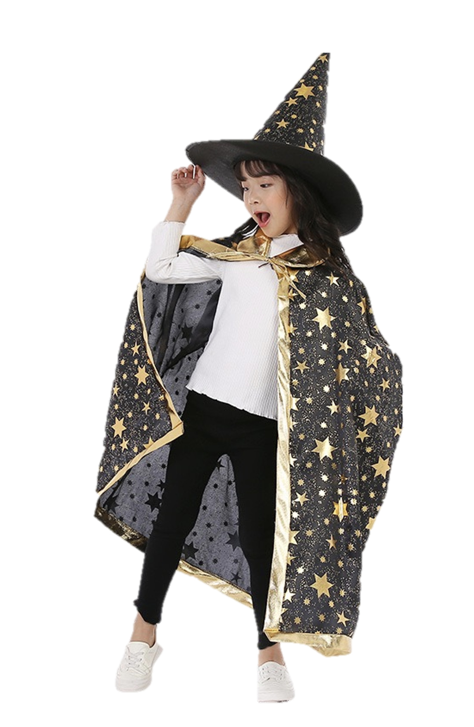 rubies-hexe-cape-hut-schwarz-kinder-3-8-jahre-set image 1