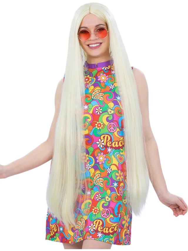 smiffys-fever-hippie-per-cke-extra-lang-100cm-blond-glatt image 1