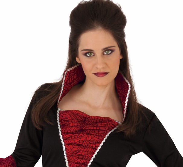 rubies-vampir-kleid-damen-schwarz-rot-stehkragen image 3