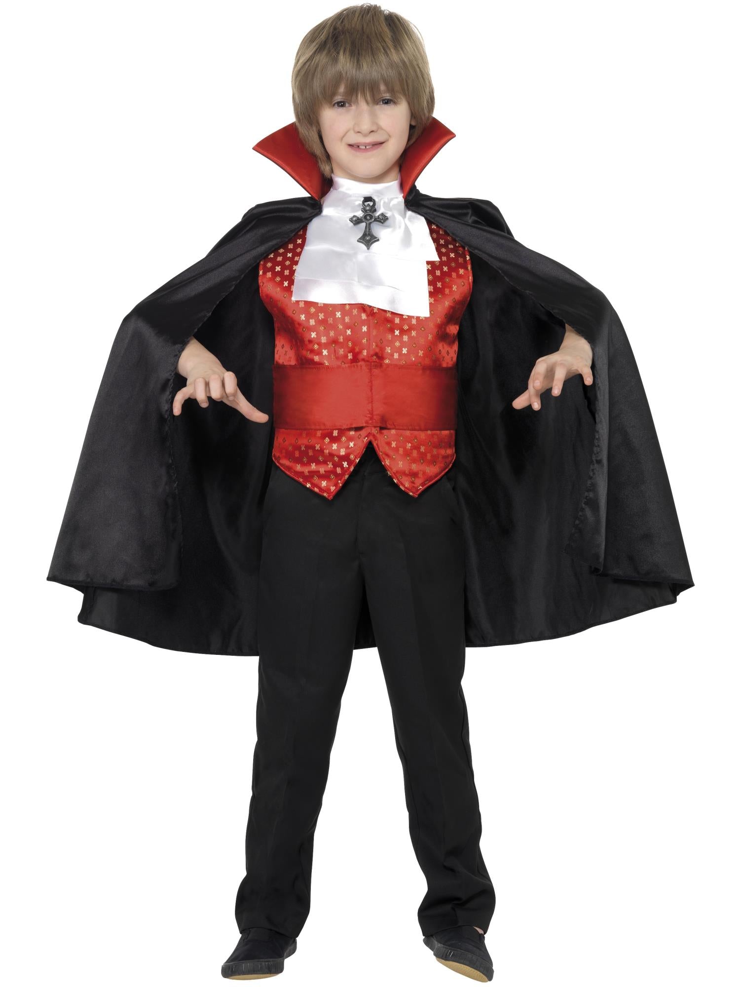 smiffys-fever-dracula-kost-m-jungen-schwarz-mit-cape image 1