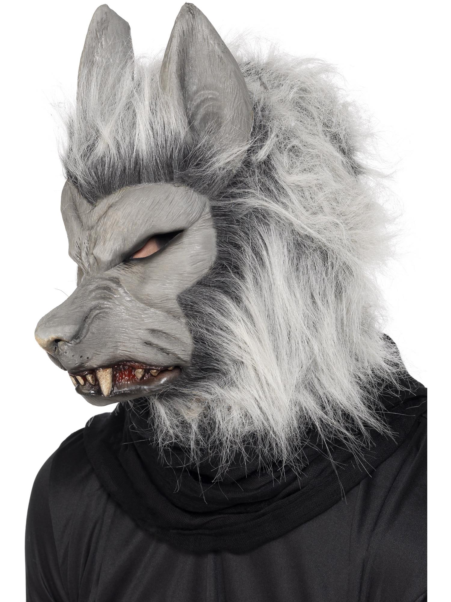 smiffys-fever-werwolf-maske-grau-latex-mit-fell image 1