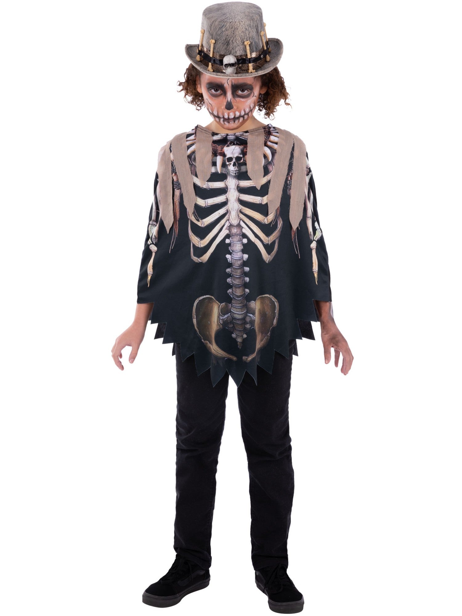 smiffys-fever-voodoo-poncho-kinder-schwarz-beige image 1