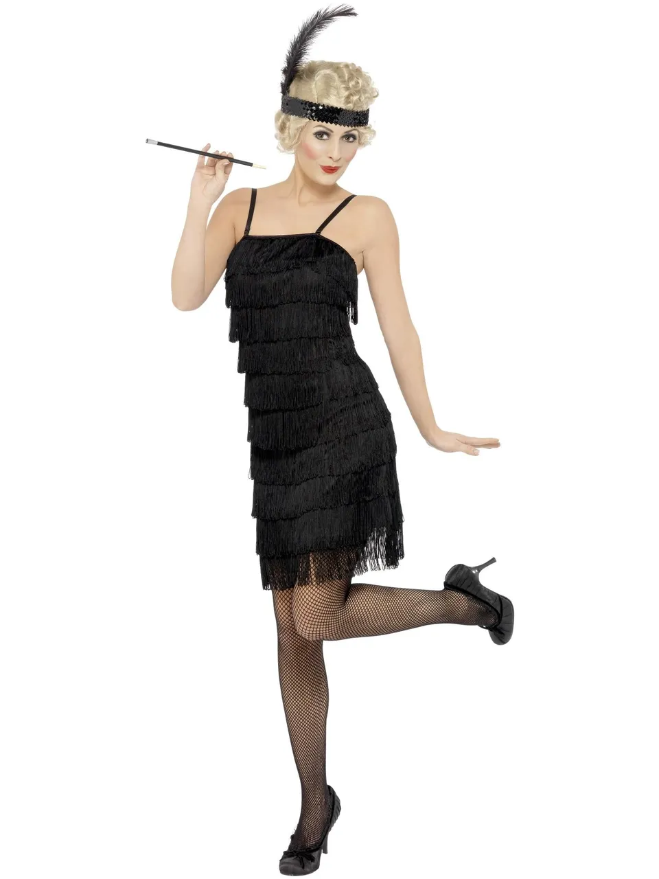 smiffys-fever-flapper-kost-m-schwarz-fransen-gr-s image 1